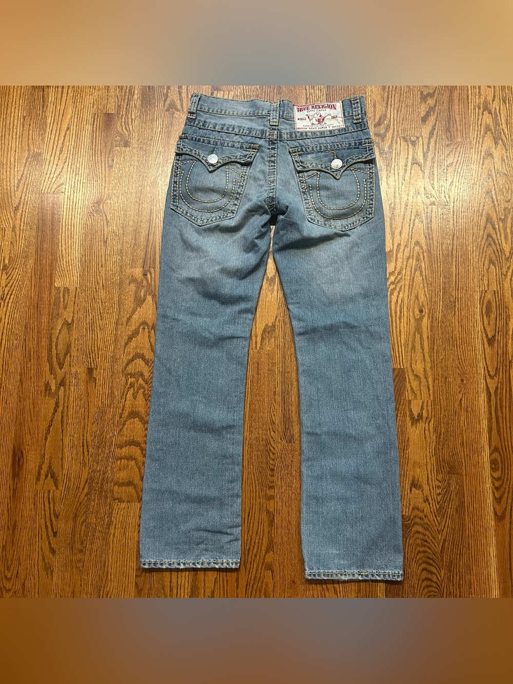 True Religion Ricky Super T Light Wash Straight Jeans Sz32 (35x33) Y2K USA
